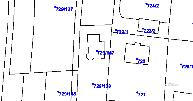Parcela st. 729/147 v KÚ Veselá u Zlína, Katastrální mapa