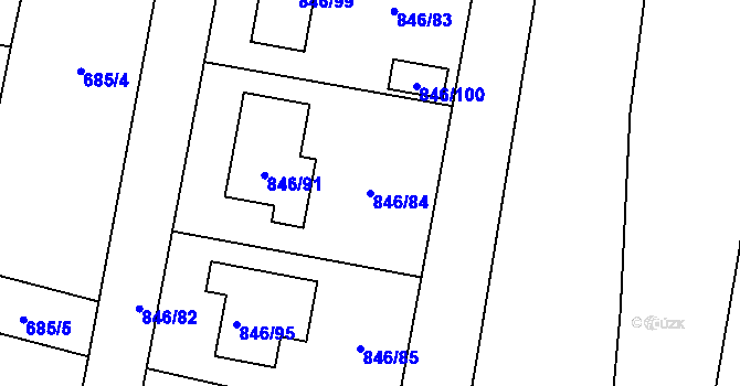 Parcela st. 846/84 v KÚ Veselá u Zlína, Katastrální mapa