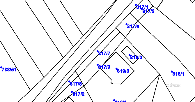 Parcela st. 817/7 v KÚ Veselá u Zlína, Katastrální mapa