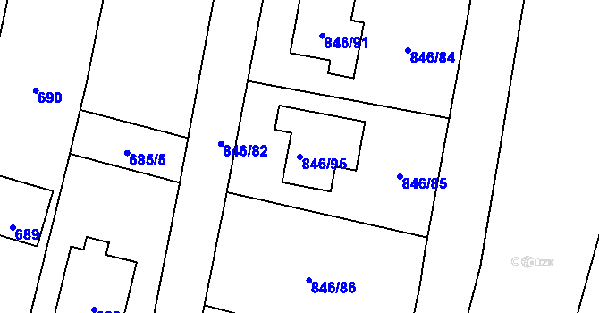 Parcela st. 846/95 v KÚ Veselá u Zlína, Katastrální mapa