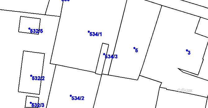 Parcela st. 534/3 v KÚ Veselá u Zlína, Katastrální mapa
