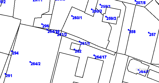 Parcela st. 261/1 v KÚ Veselá u Zlína, Katastrální mapa