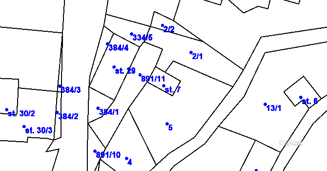 Parcela st. 7 v KÚ Veselá u Valašského Meziříčí, Katastrální mapa