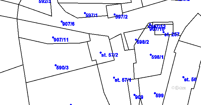 Parcela st. 57/2 v KÚ Veselá u Valašského Meziříčí, Katastrální mapa