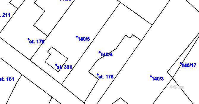 Parcela st. 140/4 v KÚ Veselá u Valašského Meziříčí, Katastrální mapa