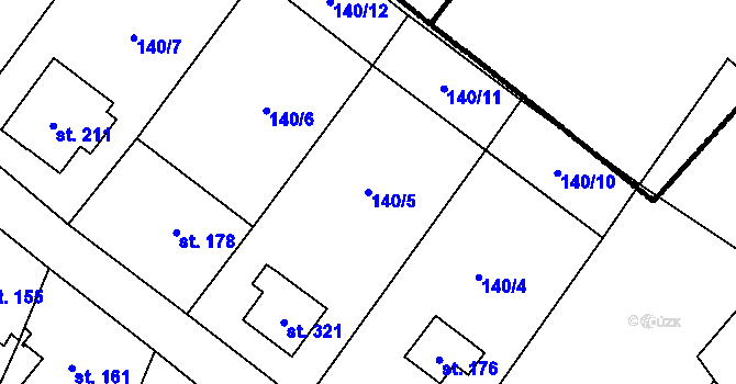 Parcela st. 140/5 v KÚ Veselá u Valašského Meziříčí, Katastrální mapa