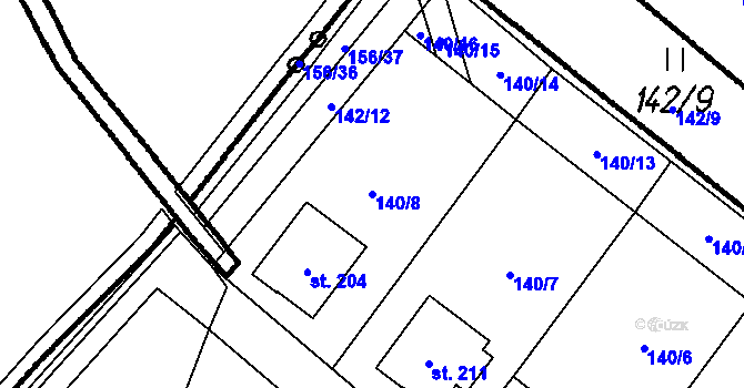 Parcela st. 140/8 v KÚ Veselá u Valašského Meziříčí, Katastrální mapa