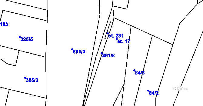 Parcela st. 891/8 v KÚ Veselá u Valašského Meziříčí, Katastrální mapa