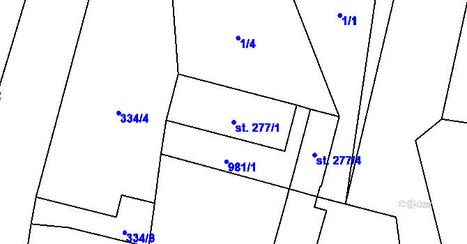 Parcela st. 277/1 v KÚ Veselá u Valašského Meziříčí, Katastrální mapa