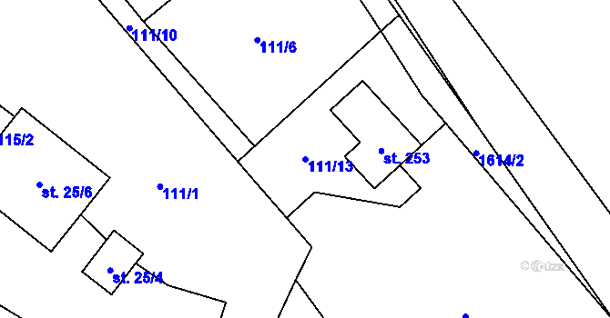 Parcela st. 111/13 v KÚ Veselá u Valašského Meziříčí, Katastrální mapa