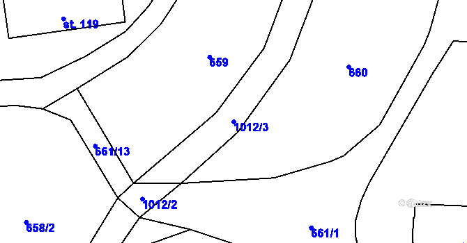 Parcela st. 1012/3 v KÚ Veselá u Valašského Meziříčí, Katastrální mapa