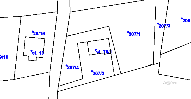 Parcela st. 75/1 v KÚ Kamenická Nová Víska, Katastrální mapa