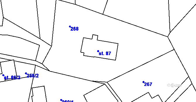 Parcela st. 87 v KÚ Veselé, Katastrální mapa