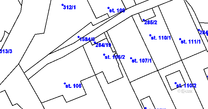 Parcela st. 106/2 v KÚ Veselé, Katastrální mapa