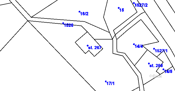 Parcela st. 267 v KÚ Veselé, Katastrální mapa