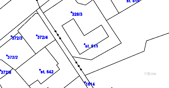 Parcela st. 611 v KÚ Veselé, Katastrální mapa
