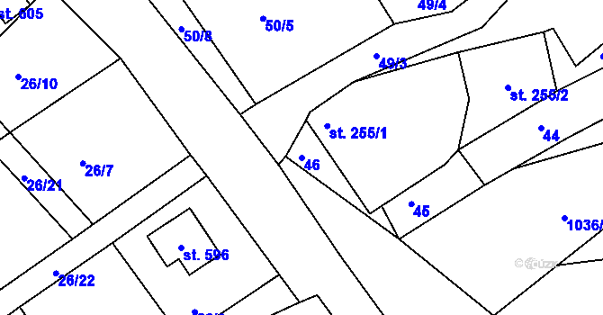 Parcela st. 46 v KÚ Veselé, Katastrální mapa