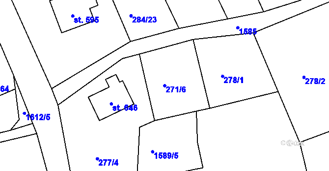 Parcela st. 271/6 v KÚ Veselé, Katastrální mapa