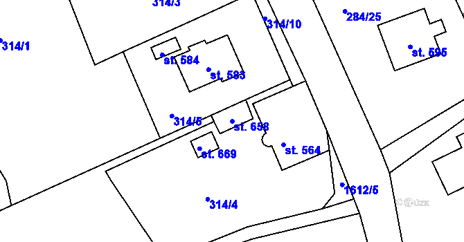 Parcela st. 658 v KÚ Veselé, Katastrální mapa