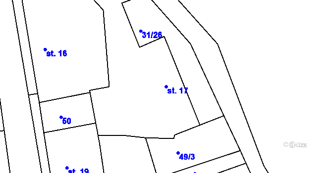 Parcela st. 17 v KÚ Veselí u Přelouče, Katastrální mapa