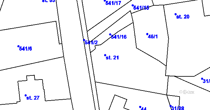 Parcela st. 21 v KÚ Veselí u Přelouče, Katastrální mapa