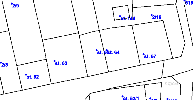 Parcela st. 65 v KÚ Veselí u Přelouče, Katastrální mapa