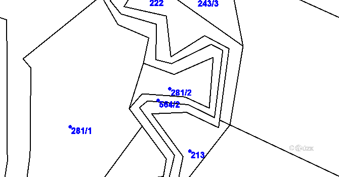 Parcela st. 281/2 v KÚ Veselí u Přelouče, Katastrální mapa