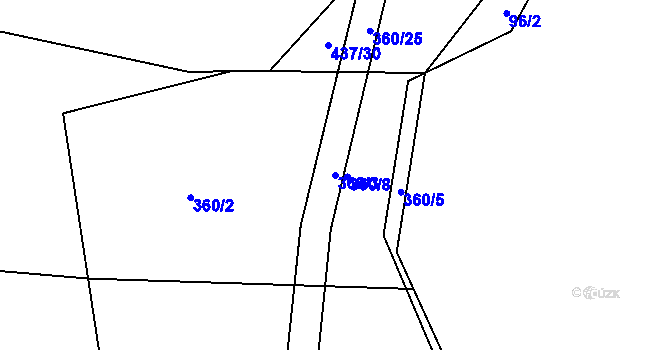 Parcela st. 360/3 v KÚ Veselí u Přelouče, Katastrální mapa