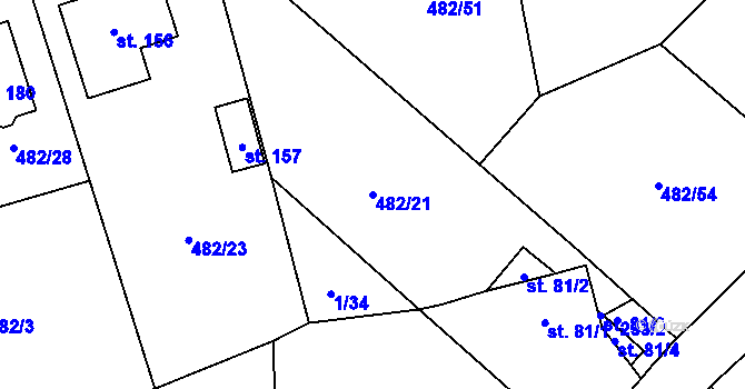 Parcela st. 482/21 v KÚ Veselí u Přelouče, Katastrální mapa