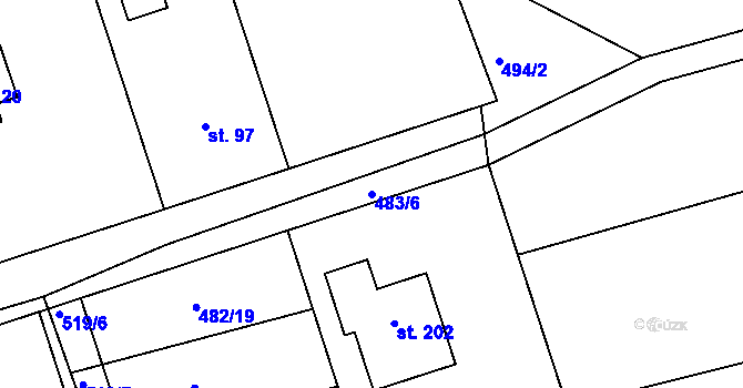 Parcela st. 483/6 v KÚ Veselí u Přelouče, Katastrální mapa
