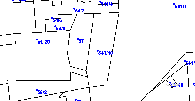 Parcela st. 541/10 v KÚ Veselí u Přelouče, Katastrální mapa