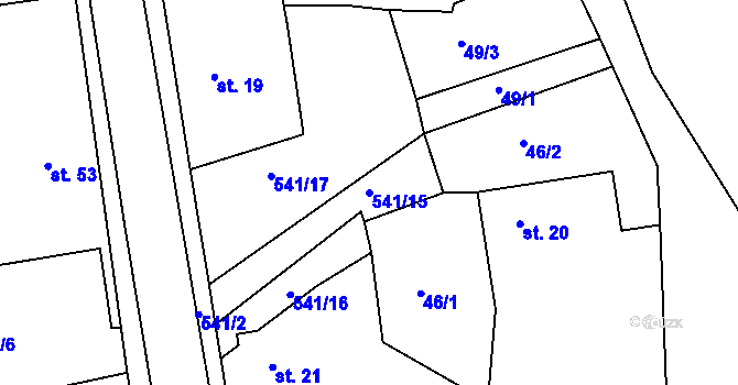 Parcela st. 541/15 v KÚ Veselí u Přelouče, Katastrální mapa