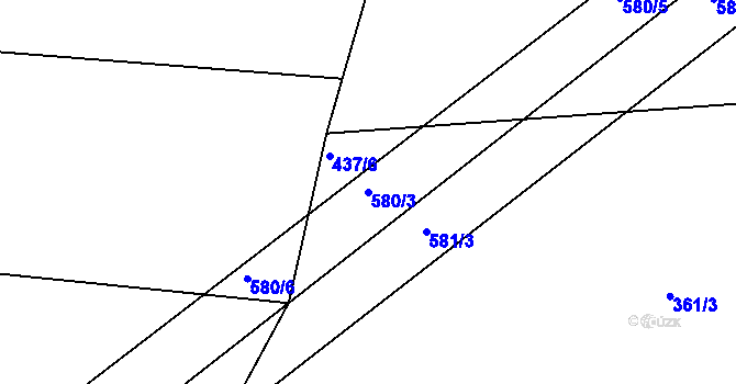 Parcela st. 580/3 v KÚ Veselí u Přelouče, Katastrální mapa