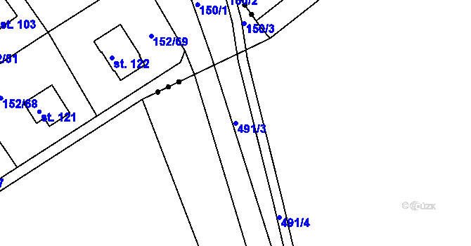 Parcela st. 491/3 v KÚ Veselí u Přelouče, Katastrální mapa