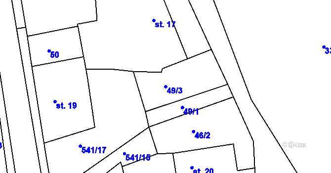 Parcela st. 49/3 v KÚ Veselí u Přelouče, Katastrální mapa