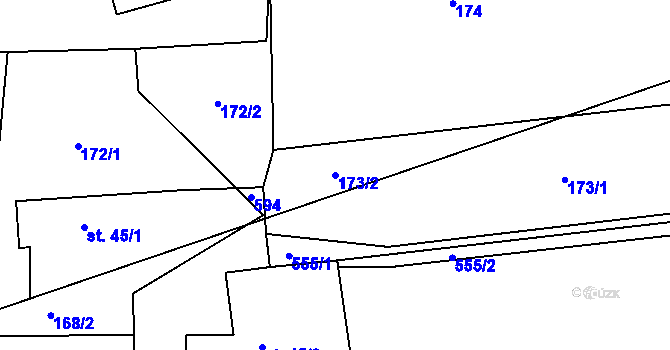 Parcela st. 173/2 v KÚ Veselí u Přelouče, Katastrální mapa