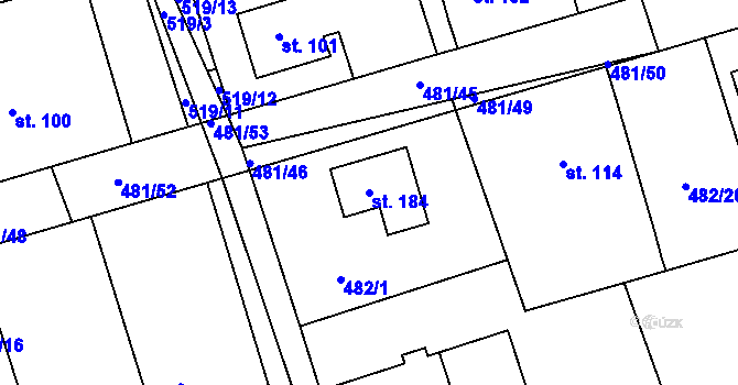 Parcela st. 184 v KÚ Veselí u Přelouče, Katastrální mapa