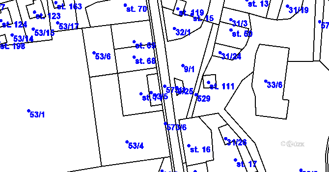 Parcela st. 573/1 v KÚ Veselí u Přelouče, Katastrální mapa