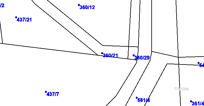 Parcela st. 360/21 v KÚ Veselí u Přelouče, Katastrální mapa