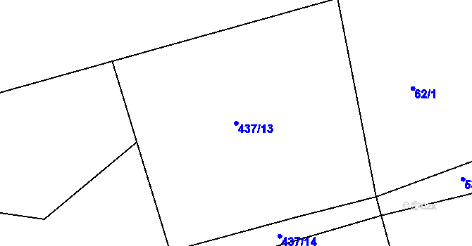 Parcela st. 437/13 v KÚ Veselí u Přelouče, Katastrální mapa