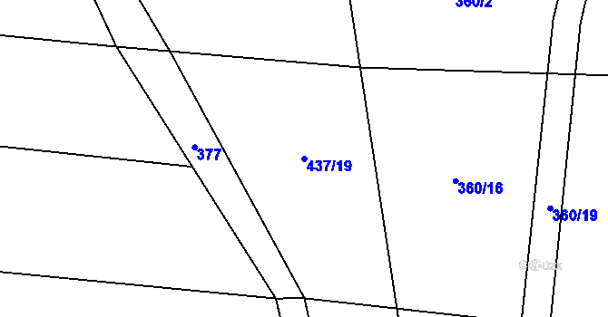 Parcela st. 437/19 v KÚ Veselí u Přelouče, Katastrální mapa