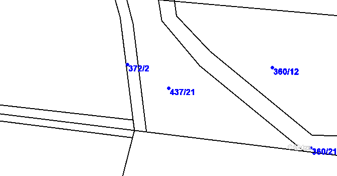 Parcela st. 437/21 v KÚ Veselí u Přelouče, Katastrální mapa