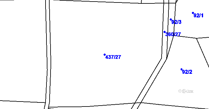 Parcela st. 437/27 v KÚ Veselí u Přelouče, Katastrální mapa