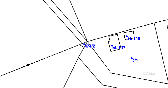 Parcela st. 474/2 v KÚ Veselí u Přelouče, Katastrální mapa