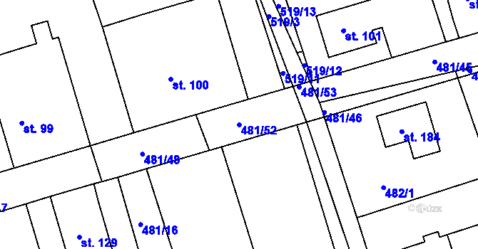 Parcela st. 481/52 v KÚ Veselí u Přelouče, Katastrální mapa