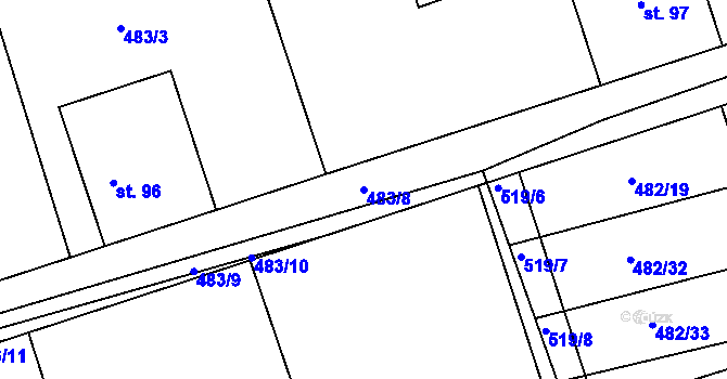 Parcela st. 483/8 v KÚ Veselí u Přelouče, Katastrální mapa
