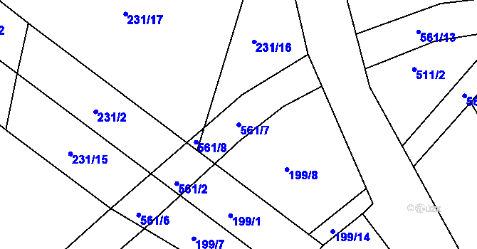 Parcela st. 561/7 v KÚ Veselí u Přelouče, Katastrální mapa