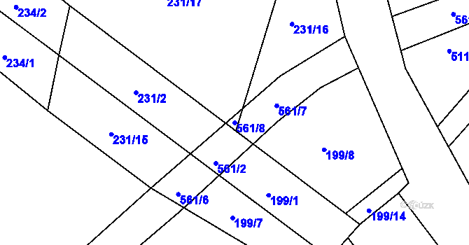 Parcela st. 561/8 v KÚ Veselí u Přelouče, Katastrální mapa