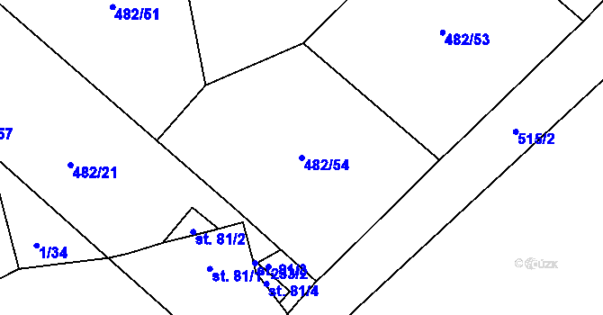 Parcela st. 482/54 v KÚ Veselí u Přelouče, Katastrální mapa