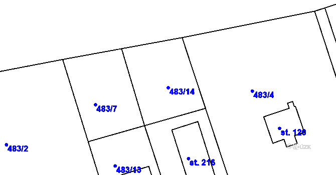 Parcela st. 483/14 v KÚ Veselí u Přelouče, Katastrální mapa